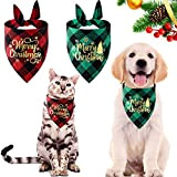 2 Stück Halstuch für Hunde Katze,hundehalstuch,Weihnachtshund Bandanas,Halstuch Einstellbare für Hunde Katze,Weihnachts Haustier Kostüm Deko,Haustier Dreieck Lätzchen,Christmas Dog Bandanas