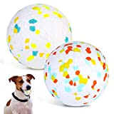 2 Stück Hundeball Unzerstörbar, Hundespielzeug Ball, Hundespielball, Hunde-Bissball für die Zahnreinigung, Interaktives Haustierspielzeug Ø 7,5cm, Backenzähnen-Spielzeug für Große & Kleine ...