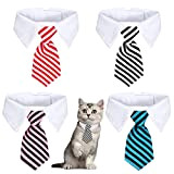 4 Stück Haustier Krawatte Einstellbare Haustiere Hund Katze Krawatte Formelle Haustier Krawatte Streifen Mode Halsband Kostüm Krawatte Kragen für Kleine ...