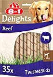 8in1 Delights Beef Twisted Sticks - gesunde Kaustangen für sensible Hunde, hochwertiges Rindfleisch eingewickelt in Rinderhaut, 35 Stück