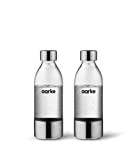 AARKE 2er-Pack Kleine PET-Flaschen für Wassersprudler Carbonator 3, BPA-frei mit Details in Edelstahl, 450ml, AASPB1-STEEL