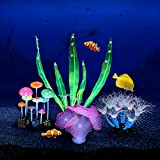 ACBungji 4 Stücke künstliche Wasserpflanzen Set glühende Aquarium Silikon Pflanzen Koralle Anemone Aquariumpflanze Aquarium Dekoration für Aquarium Landschaft (Set 1)
