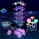 ACBungji 4er künstliche Wasserpflanzen Set glühende Aquarium Silikon Pflanzen Koralle, Anemone Aquariumpflanze Aquarium Dekoration für Aquarium Landschaft