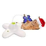 ALL FOR PAWS Interaktives Katzenspielzeug für den Innenbereich, mit 360 ° drehbarem Schmetterling, Schmetterling mit Zwei Ersatz-Schmetterlingen