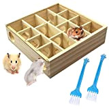 Allazone Hamster Labyrinth Hamster Kleintierspielzeug, Hamster Spielzeug Holz Spielzeug Hamster Nest und Reinigungsbürste für Hamster, Maus, Andere Kleine Tiere