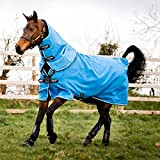 Amigo Hero 900 Plus Pferdedecke, mittelgroß, Scheibenfront, 200 g, Daphne, Blau, Schwarz, Weiß, Blau, 1,8 m