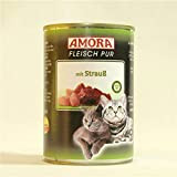 Amora Cat Fleisch pur mit Strauß | 6 x 400g Katzenfutter nass