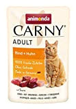 animonda Carny Adult Katzenfutter, Nassfutter für ausgewachsene Katzen, Frischebeutel, Rind + Huhn, 12 x 85 g