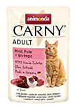 animonda Carny Adult Katzenfutter, Nassfutter für ausgewachsene Katzen, Frischebeutel, Rind, Pute + Shrimps, 12 x 85 g