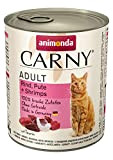 animonda Carny Adult Katzenfutter, Nassfutter für ausgewachsene Katzen, Rind, Pute + Shrimps, 6 x 800 g