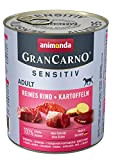 animonda GranCarno Hundefutter Adult Sensitiv, Nassfutter für ausgewachsene Hunde, Reines Rind + Kartoffeln, 6 x 800 g
