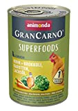 animonda GranCarno Junior Superfoods Hundefutter, Nassfutter für Hunde im Wachstum, Huhn + Brokkoli, Karotten, Lachsöl, 6 x 400 g