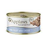 Applaws Adult Wet Cat Food Tuna Fillet with Cheese in Broth - 24 x 156g Tins