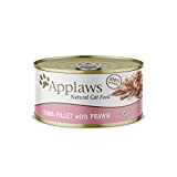Applaws Katzenfutter 100% natürliche Tiernahrung Thunfischfilet mit Garnelen , 24er Pack (24 x 70 g)