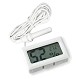 ARCELI 2-in-1 Digital LCD Embedded Thermometer Hygrometer mit externen für Reptil Inkubator Aquarium Geflügel - Weiß