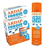 ARDAP Set 1 x 400 ml Flohspray + 4 x 100 ml Fogger gegen Flöhe + Zeckenzange