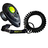 ASCO Premium Finger Clicker mit Spiralarmband für Clickertraining, Hunde Katzen Pferde Profi-Clicker, Hundetraining Klicker schwarz AC01FS