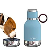 Asobu Hundenapf für Haustiere, mit isolierter Edelstahl-Wasserflasche für unterwegs, 1 l, Blau