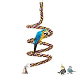 ASOCEA Vogel Seil Bungee Spielzeug mit Glocke Baumwolle Papagei Spiral Schaukel Kletterkäfig Stehbarsch für Vögel Wellensittiche Sittiche