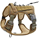 AUROTH Taktisches Hundegeschirr, No-Pull Sicherheitsgeschirr für mittlere und große Hunde, Militärisches Material, Größe L, Grünlich Braun