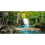 AWERT 120 x 61 cm Wasserfall-Terrarium-Hintergrund, tropischer Regenwald, Aquarium-Hintergrund, Sonnenschein See, Baum, Reptilien-Habitat, Hintergrund aus strapazierfähigem Vinyl (kein Aufkleber)