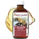 barf-alarm Premium Lachsöl für Hunde 1 Liter mit Omega 3 und Omega 6 Fettsäuren – Fischöl für den Hund & ...