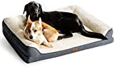 Bedsure orthopädische Hundebett große Hunde - 106x81 cm Hundesofa mit Memory Foam, kuschelig Schlafplatz, waschbare Hundesofa, grau und beige