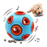 Besabra Hundespielzeug Ball, Hundeball mit Zahnpflege-Funktion, Große Hundeball Unzerstörbar Snackball Intelligenz Spielzeug, Quietschend Interaktives Kauspielzeug, Ø 8cm