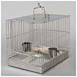 Bird Cage Stainless Steel Bird Cage Parrot Bathing Cage with Food Cup and Sticks Can be Portable Suitable for Small ...