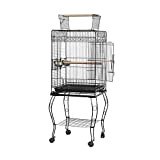 Birdcages Bird Cages 57" Parrot Bird Canary Parakeet Bird Cage with Wood Perches 2 Station Rod 2 Stainless Steel Food ...