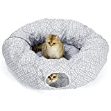 BORPEIN Katzenspieltunnel, Katzenbett für den Innenbereich, Crinkle Collapsble Soft Cat Tunnel Tube Toy Pet Play Bed Indoor (Grau)