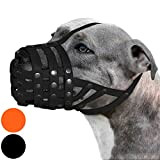 BRONZEDOG Pitbull Hunde-Maulkorb Amstaff wasserdichter Korb verstellbar sichere Maske für große Hunde (schwarz)