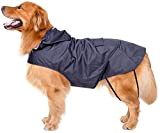 Bwiv Hunde Regenmantel Wasserdicht Hundemantel Groß Gefüttert Ultraleichte Atmungsaktive Hundejacke Reflexstreifen Regenjacke Hunde Mit Kapuze 3XL-6XL Blau 6XL