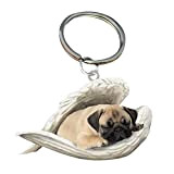 Car Pendant,Cute Sleeping Dog Angel Car Key Pendant for Dog Lovers,Moms Car Hanging Ornament Windows Decor Ornament,Sleeping Angel Animal Pet ...