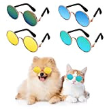 Cobee Katzen-Sonnenbrille, 4 Stück, klassische Retro-Sonnenbrille für kleine Hunde, Welpen, Hunde, UV-Schutz, runde Puppen, Sonnenbrille, niedlich, lustig, für Party, Cosplay, ...