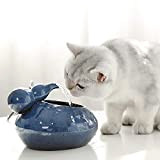 Cozyhoma Keramik-Katzen-Wasser-Trinkbrunnen mit automatischer Zirkulation, Wasserspender, super leise, Haustier-Wasserspender, Wasserspender, Wasserbecken, Tränke für Katzen und Hunde, USB-betrieben