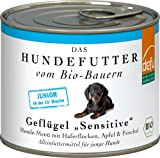 defu Hund | Junior Bio Geflügel Sensitive | Premium Bio Hundefutter | Nassfutter Menü für Junge Hunde (12x200g)