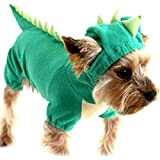 DELIFUR Dinosaurier Hund Halloween Kostüm Haustier Dino Hoodie für kleine und mittlere Hunde (Grün, L)