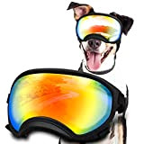 Dingfeiyu Hundebrille, Hunde Sonnenbrille mit Verstellbaren Trägern und Klaren, Gebogenen Gläsern für Rundumsicht, UV-Schutz, Wind- und Staubdichte Outdoor-Hundebrille für Mittlere/Große ...