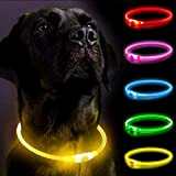 DREI Lichtmodi Leuchthalsband Hund, LED Sicherheitshalsband für Hunde und Katzen,Verstellbare Länge,Einstellbare Größe Hunde Leuchthalsband(Yellow1)