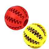 DUjuanhong Hundespielzeug Ball,2 Stück Naturkautschuk Zahnpflegeball Hundeball mit Zahnpflege Hundeball Unzerstörbar für Zahnreinigung Kauen Spielen IQ-Training Rot + Gelb 5CM