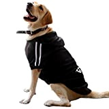 Eastlion Hunde Warm Hoodies Mantel Kleidung Pullover Haustier Welpen T-Shirt Schwarz 7XL