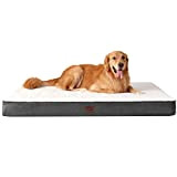 EHEYCIGA Hundebett mittelgroße Hunde l orthopädisches mit abziehbarer Decke Hundekissen waschbar flauschig kuschelig Hundematte Füllung Schaum Dog Bed, beige, 88x58x7cm