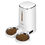 EUGAD Futterautomat Katze 2 Näpfe, 4L automatischer Futterspender für kleine/mittlere/große Hunde, 1-6 Mahlzeiten/Tag, 1-60 Portionen, 6-360g/Mahlzeit, waschbarer Futterbehälter, dualer Strommodus
