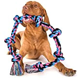 Extra große Hundespielzeug Seil für aggressive Kauer - 127cm, 7 Knoten Tough Seil Kauspielzeug für große Hunde, unzerstörbar Baumwollseil für ...