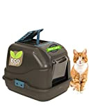 Extrastabil hygienisches Katzenklo Katzentoilette 50x40x40 cm | 100% Recycling | mit Streuschaufel Aktivkohlefilter | der Umwelt zuliebe | Anthrazit