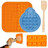 Fasiphe Leckmatte Hund 2 Stück Schleckmatte mit Saugnäpfen Dog Lick Mat mit 1 Silikonspatel Slow Feeder für Haustier, BPA-frei Spülmaschinenfest ...