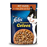 FELIX Sensations Gelees Katzenfutter nass, mit Huhn & Karotte in Gelee, 26er Pack (26 x 85g)