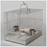 FMOPQ Bird Cage Stainless Steel Bird Cage Parrot Bathing Cage with Food Cup and Sticks Can be Portable Suitable for ...