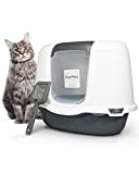 GarPet Katzen-Klo - platzsparende Katzen-Toilette - Ecktoilette für Katzen - Tier-Toilette mit Filter - XXL Haustier-Klo mit Haube 55 x ...